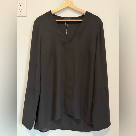 Amanda Maria Black Relaxed Fit Blouse Long Sleeve V-neck Top size 12 - Picture 2 of 9
